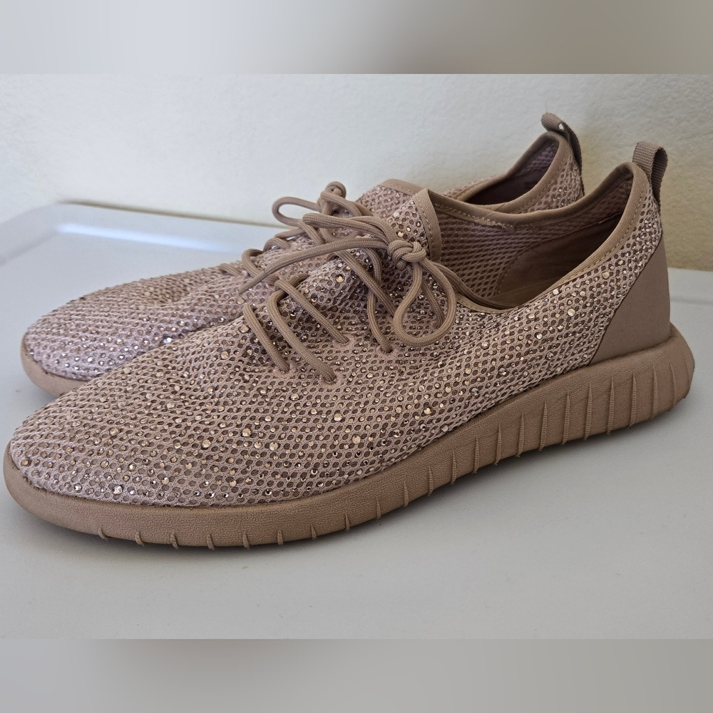 Aldo Beige Rhinestone Sneakers - Picture 2 of 3